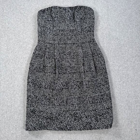 Express Dresses & Skirts - Express Design Studio Tweed Straples Mini Dress Size 6 Black Wool Sheath Pleated